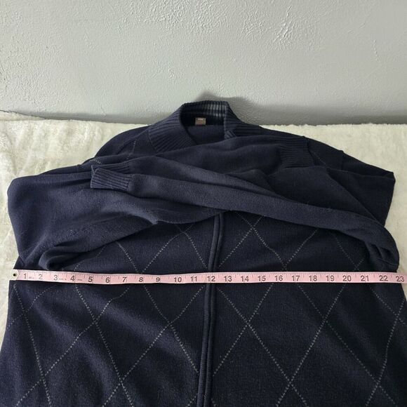 Tasso Elba Blue Gray Argyle Zip Up Soft Cardigan Sweater Medium Preppy Work - Picture 3 of 7